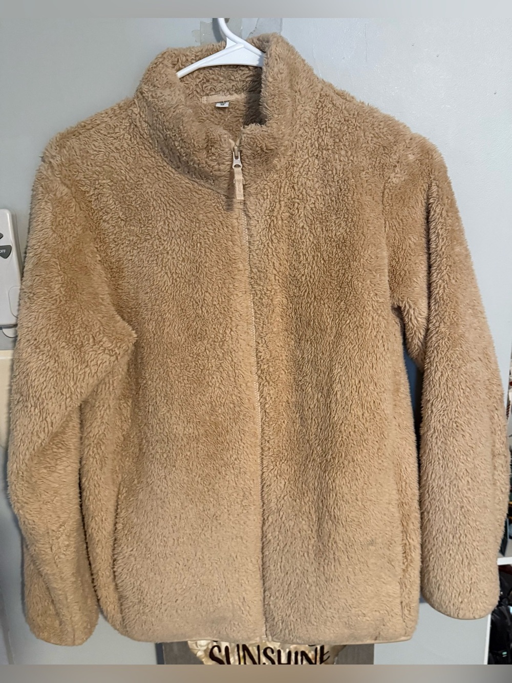 Fits Like a woman Small Uniqlo Women's Teddy Zip Jacket in Camel